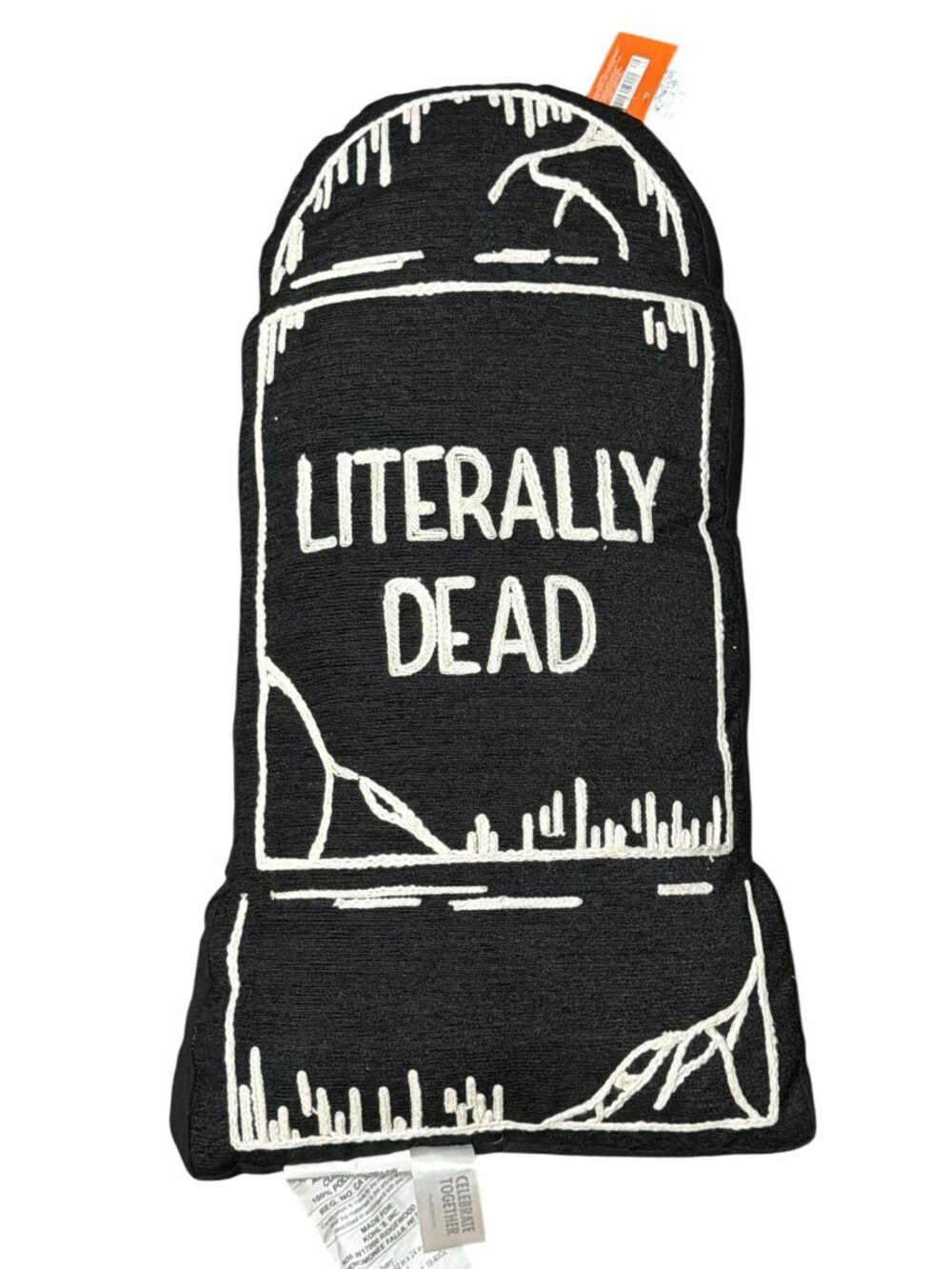Black Literally Dead Decorative 12x24 Pillow Tombstone Halloween